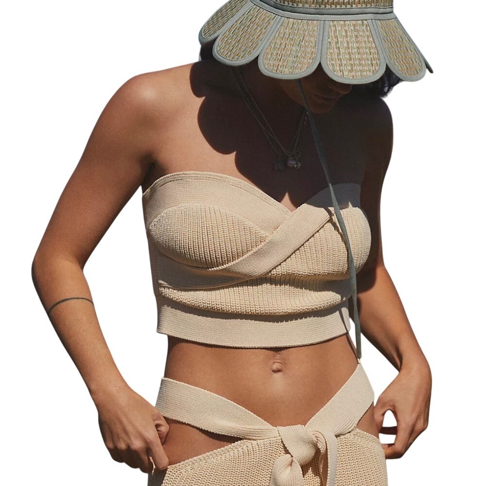 Sunday in Brooklyn Strapless Knit Crop Top Boho Summer‎ Pullover Anthropologie